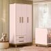 Guarda-Roupa 3 Portas 2 Gavetas Luar Rosa Acetinado