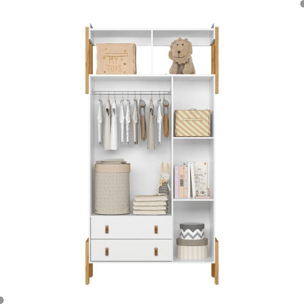 Guarda-Roupa 3 Portas 2 Gavetas com Nicho Alegria Branco Acetinado