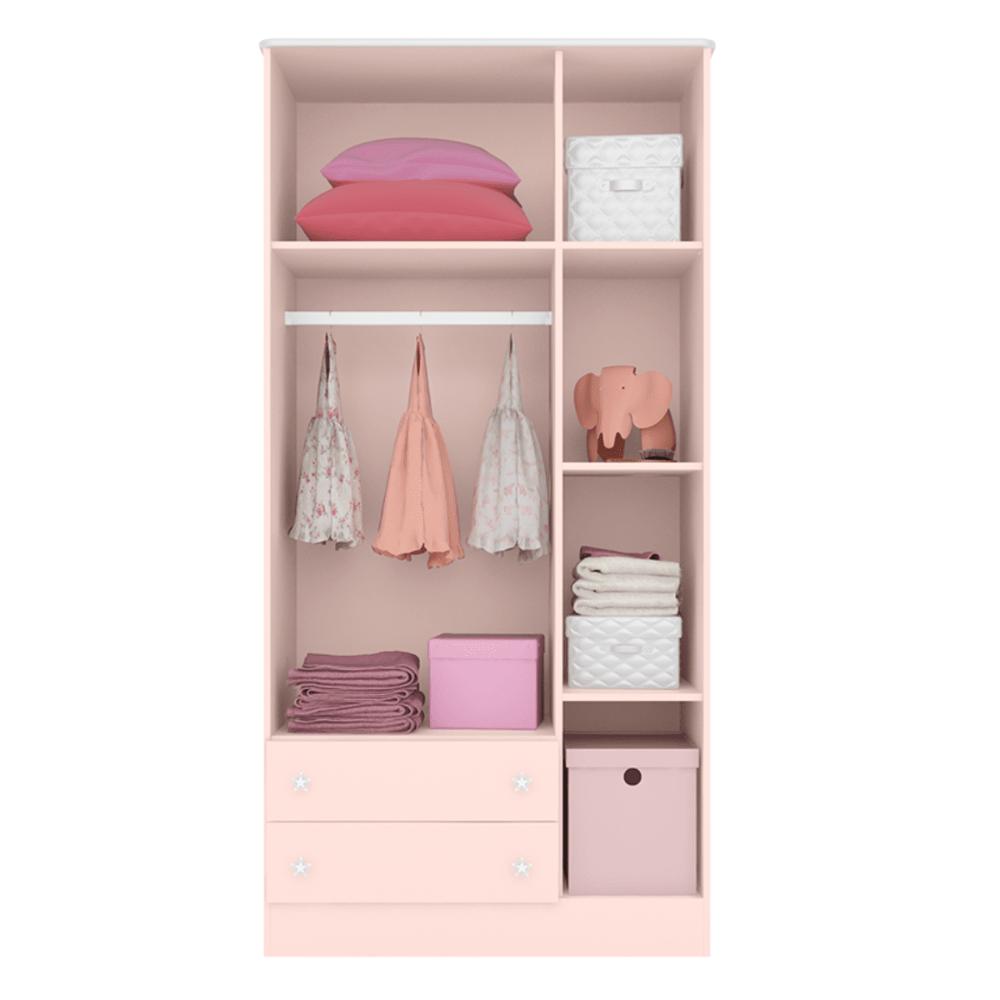 Guarda-Roupa Aurora 3 portas e 2 gavetas Rosa Acetinado