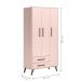 Guarda-Roupa Gaia 3 Portas 2 Gavetas Retrô Rosa
