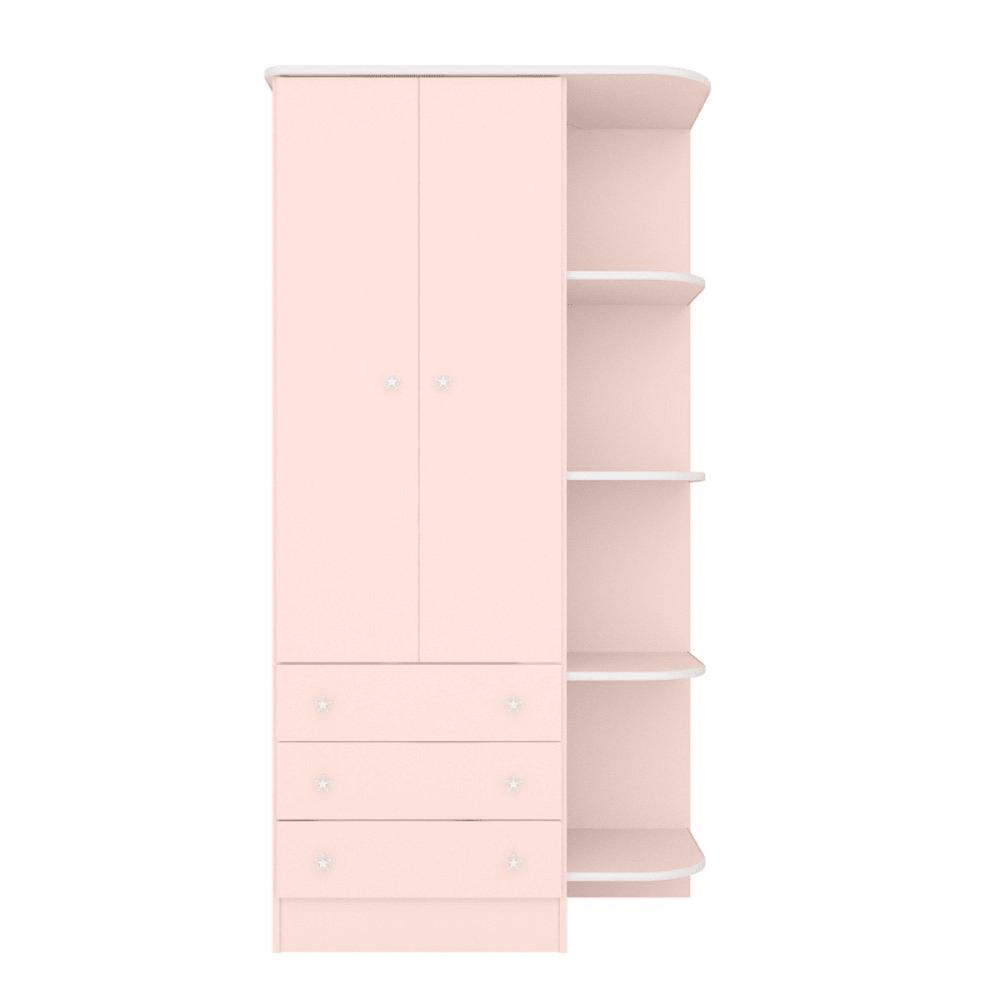 Guarda-Roupa Infantil 2 Portas Aurora Rosa Acetinado