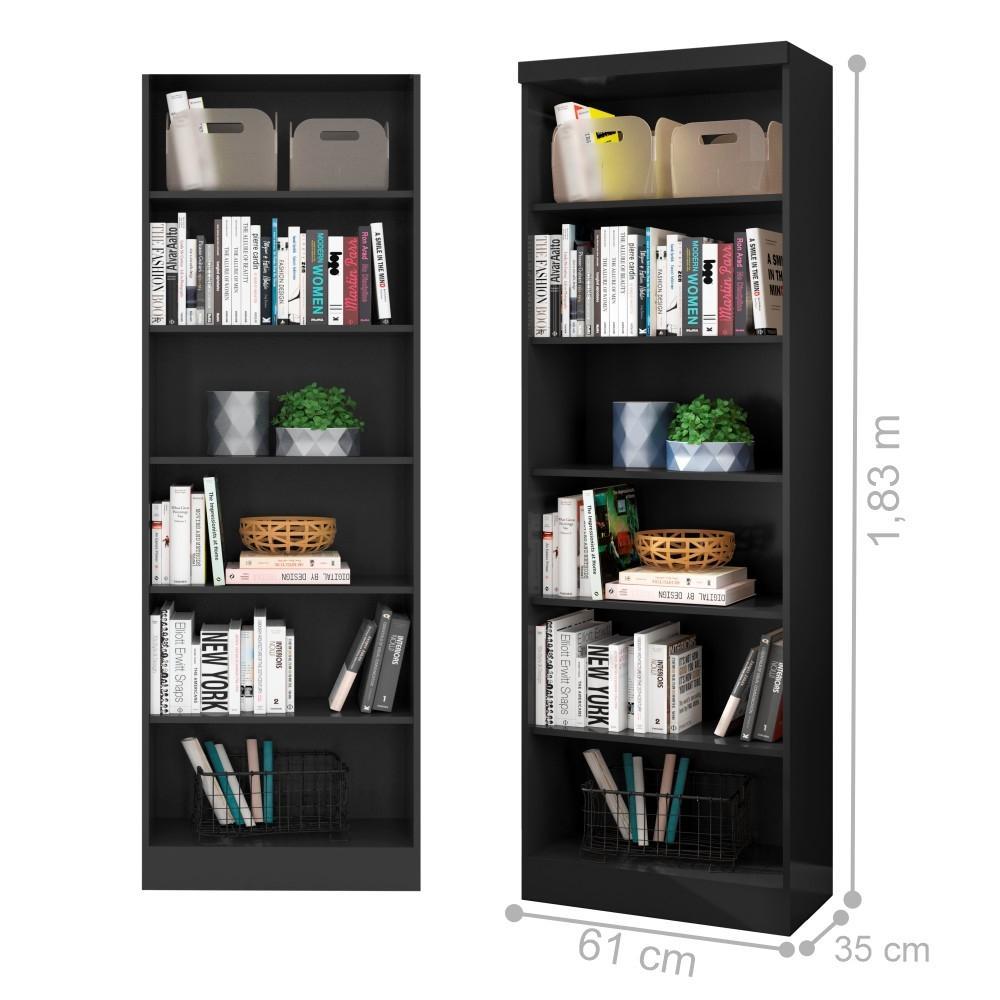Livreiro Florença com Prateleiras Suporte para livros preto fosco