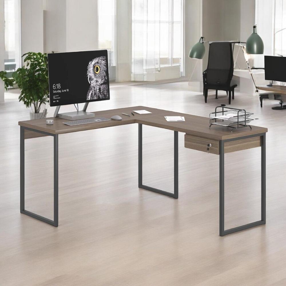 Mesa Home Office Escrivaninha L Shine Affara Com Gaveteiro