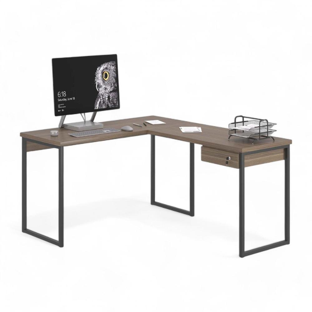 Mesa Home Office Escrivaninha L Shine Affara Com Gaveteiro
