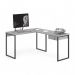 Mesa Home Office Escrivaninha L Shine Cinza Com Gaveteiro