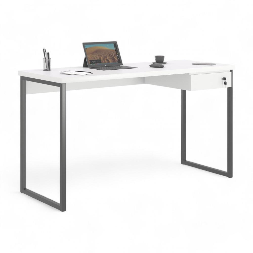 Mesa Home Office Escrivaninha Shine 1,36 Branco Com Gaveteiro
