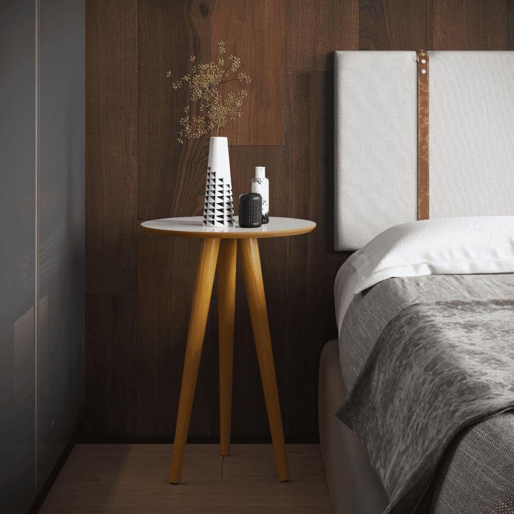 Mesa Lateral 4702 Pés Palito Sala Off White/Freijo