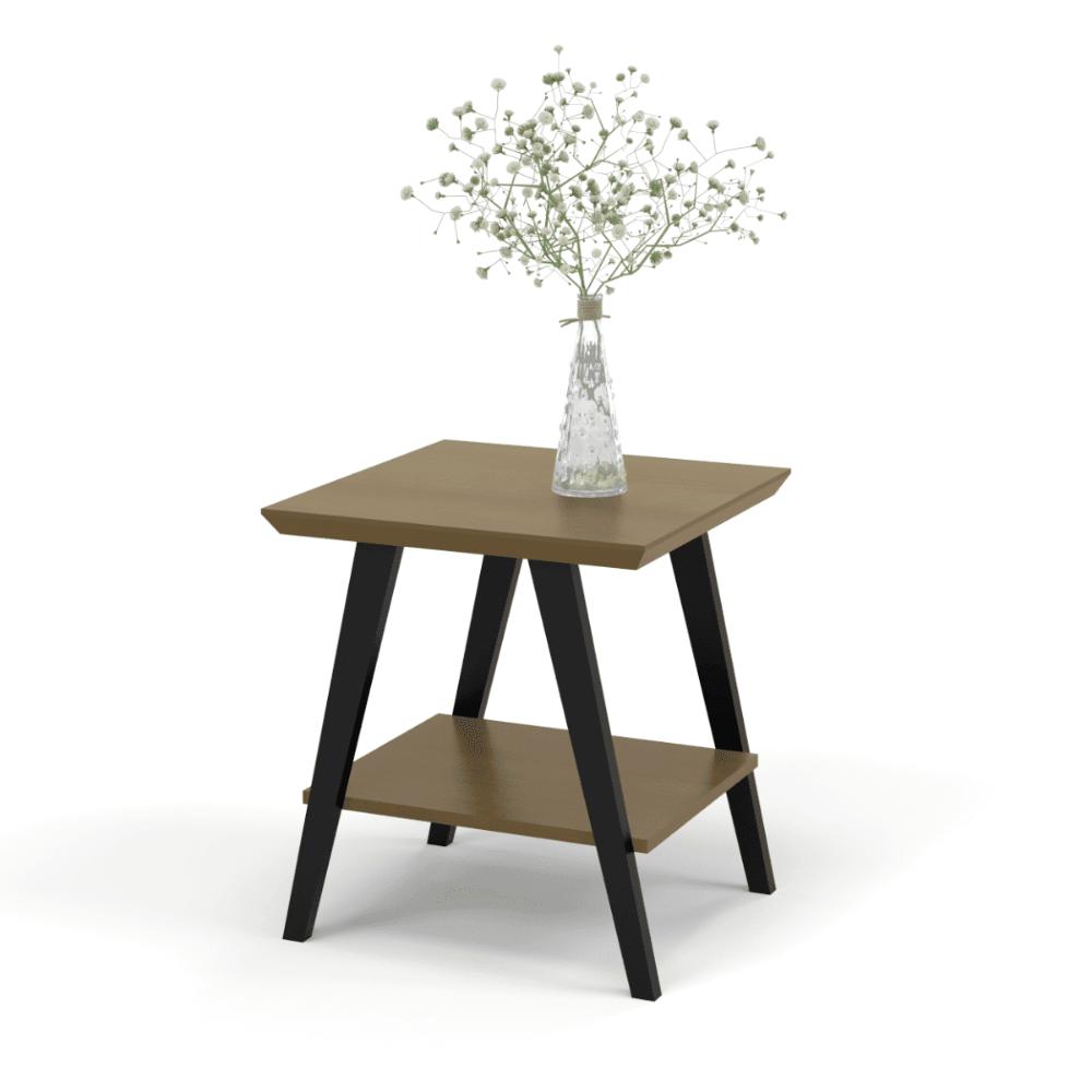 Mesa Lateral Caio Freijo com pés em madeira Preto