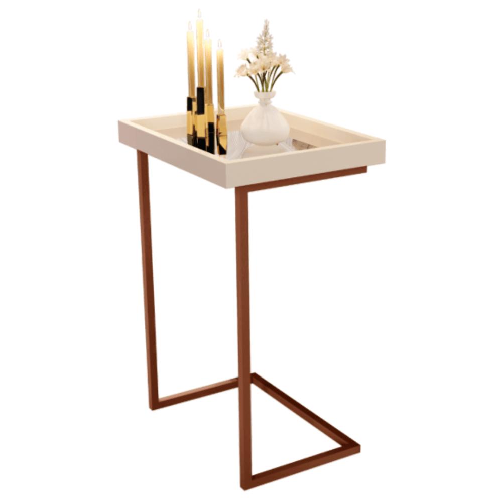 Mesa de Apoio Lateral Sala de estar 4876 Perola Pé De Ferro Bronze