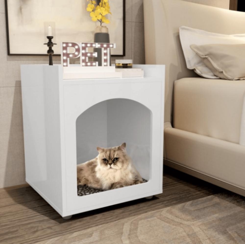 Mesa de Cabeceira Casinha de Cachorro/Gato PET Branco