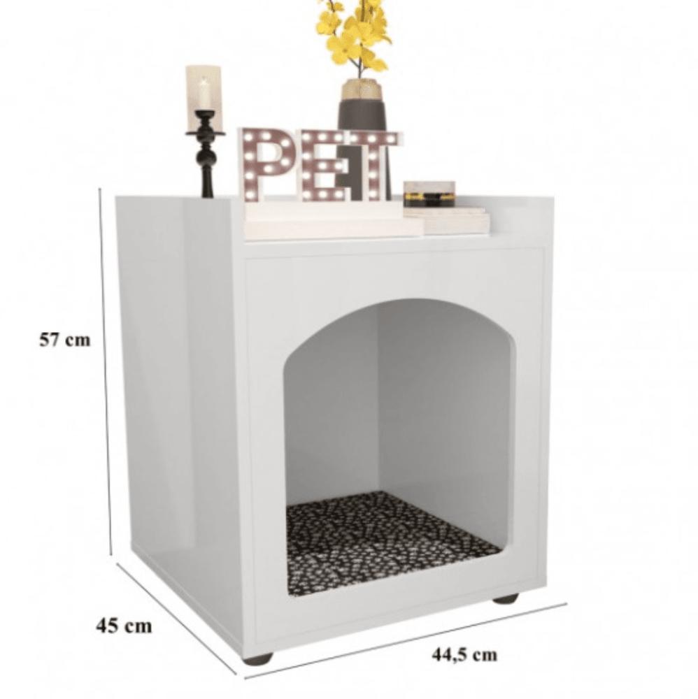 Mesa de Cabeceira Casinha de Cachorro/Gato PET Preto/Freijó