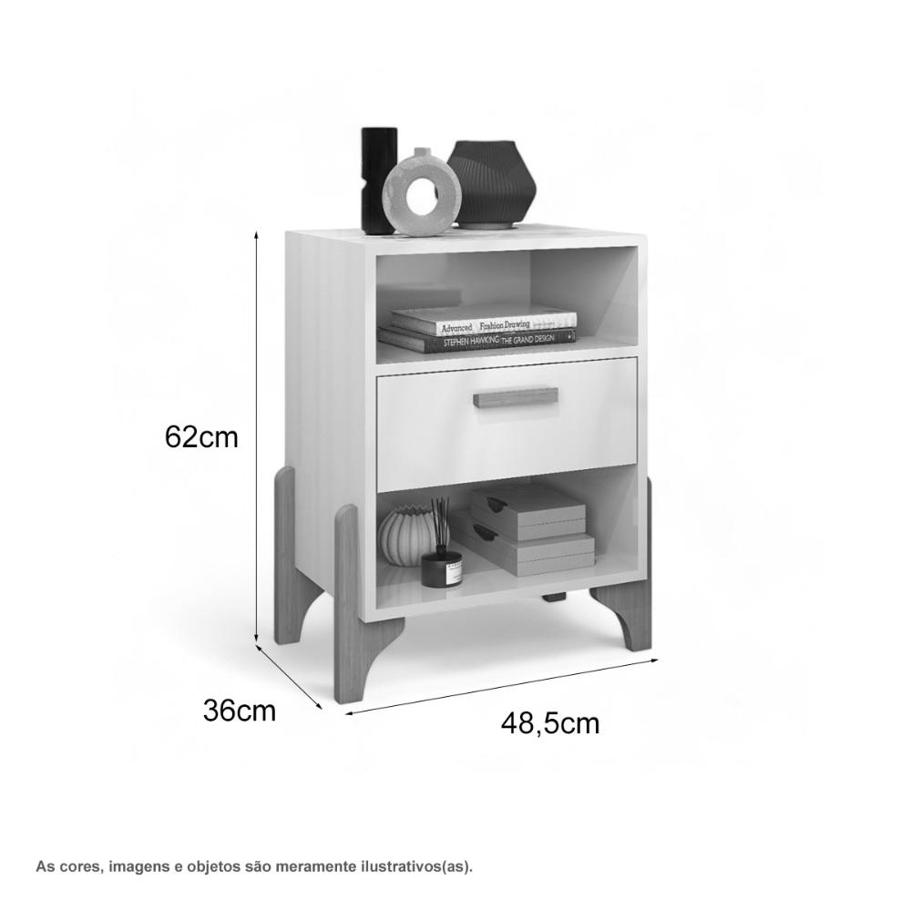 Mesa de Cabeceira Elegante com Gaveta Vancouver Cinamomo e Off