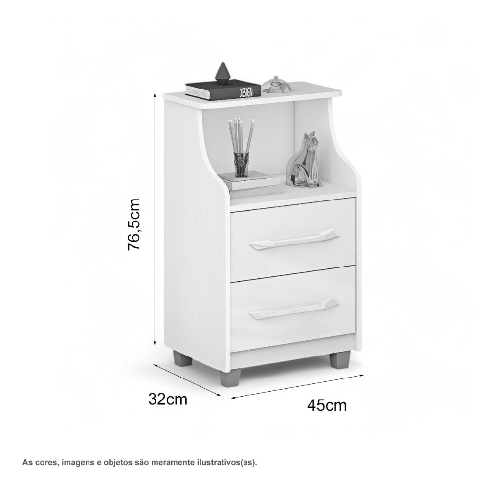 Mesa de Cabeceira com 02 Gavetas Quebéc Cinamomo e Off