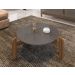 Mesa de Centro Circular para Sala de Estar Luna Cinza Perola/Cedro