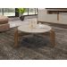 Mesa de Centro Circular para Sala de Estar Luna Off-White/Cedro