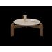 Mesa de Centro Circular para Sala de Estar Luna Off-White/Cedro