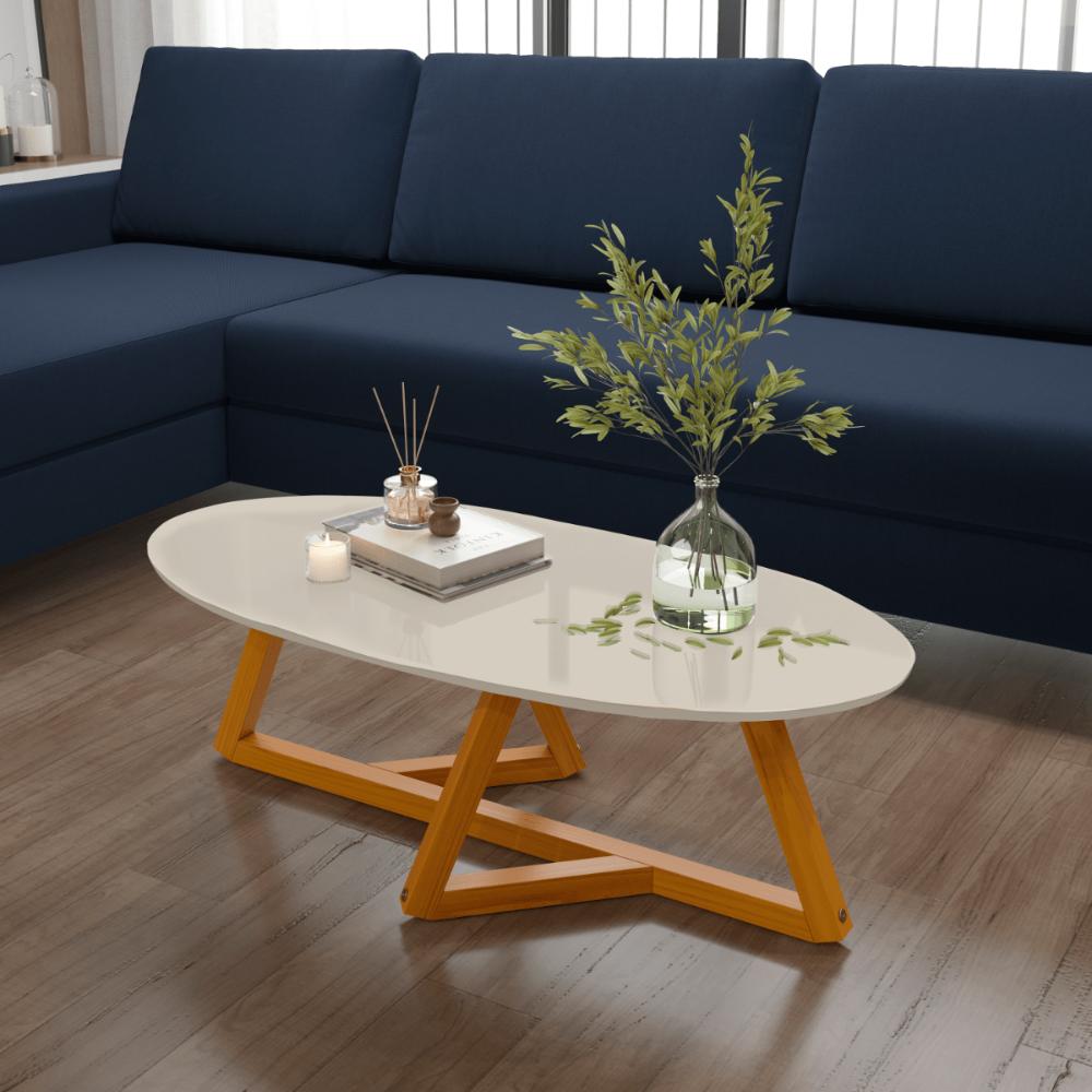 Mesa de Centro Sala de estar Vintage Oval Off White