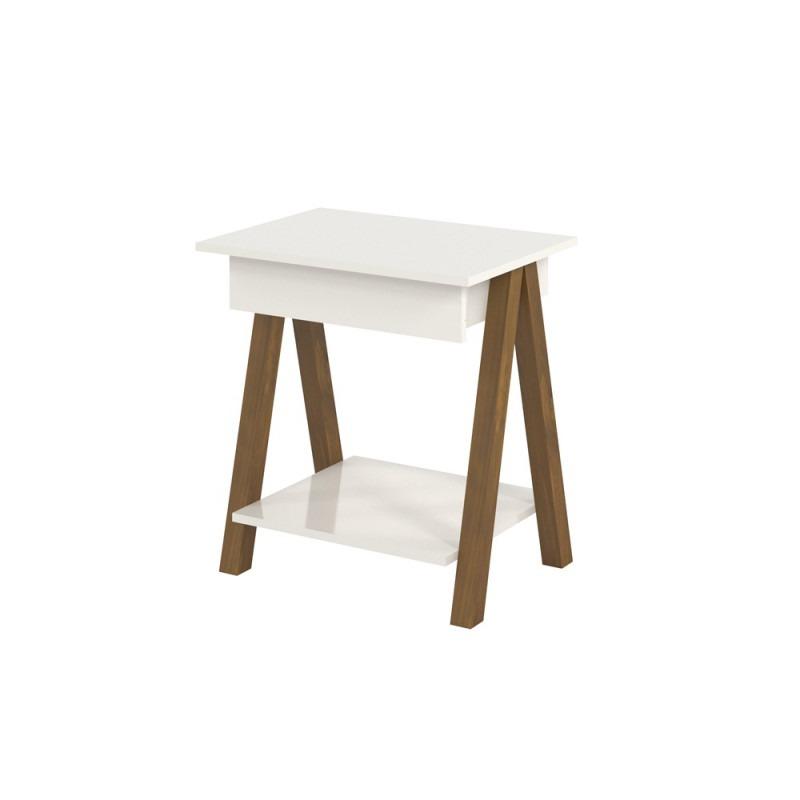 Mesa de cabeceira 1 gaveta e prateleira Integra Dexter Amadeirado/Off White
