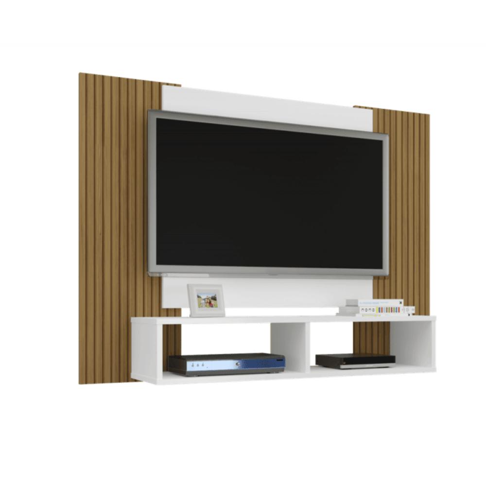 Painel Nilo p/ TVs 47 Sala de Estar Branco/Ripado