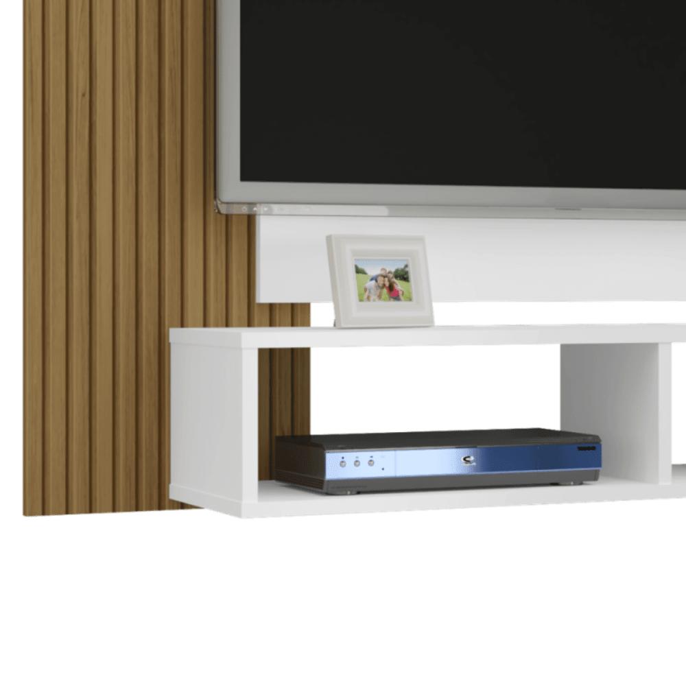 Painel Nilo p/ TVs 47 Sala de Estar Branco/Ripado