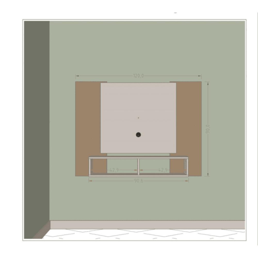 Painel Nilo p/ TVs 47 Sala de Estar Branco/Ripado