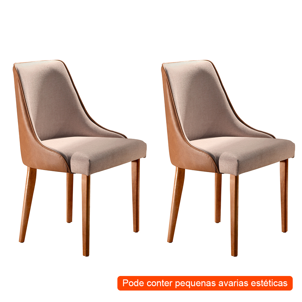 [OUTLET] Conjunto com 2 Cadeiras de Jantar Esmeralda II Imbuia e Off White