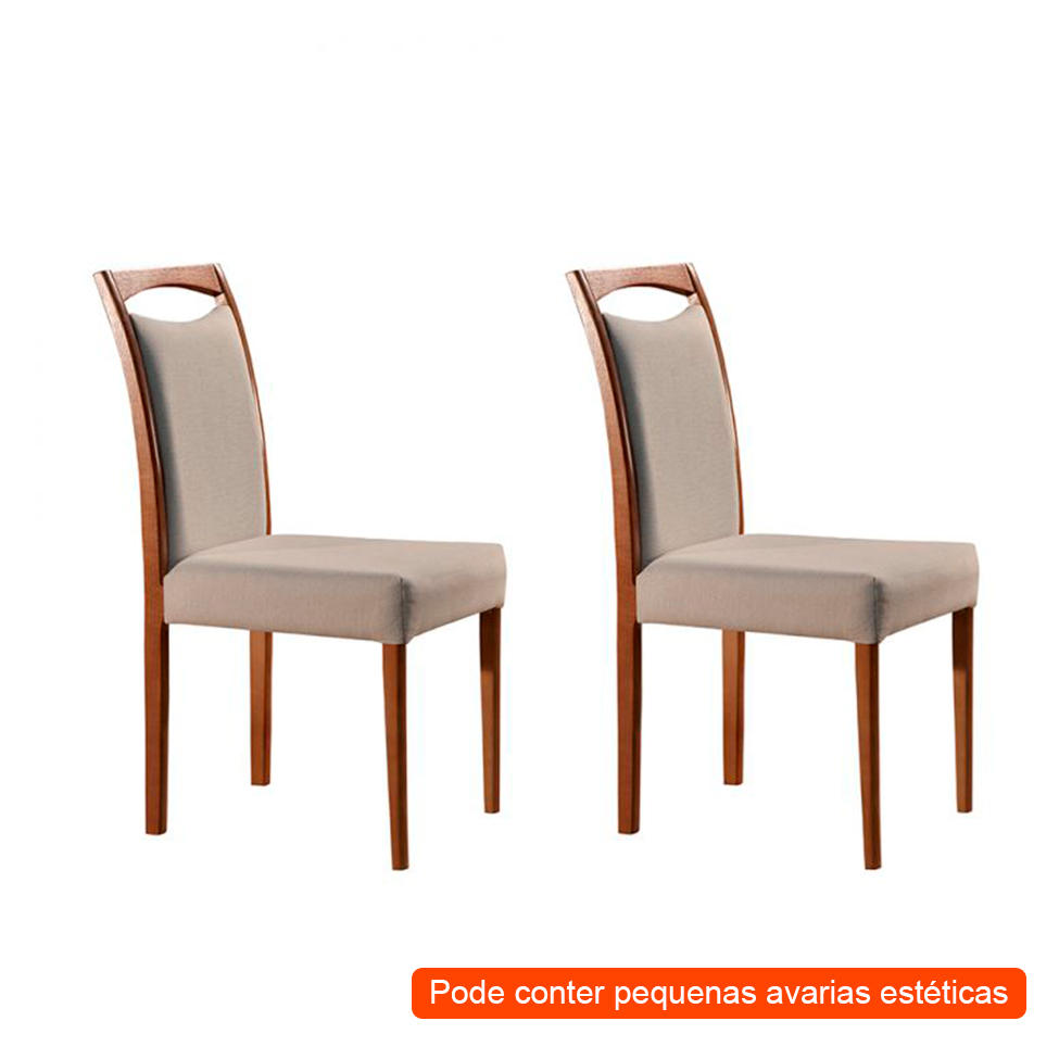 [OUTLET] Conjunto com 2 Cadeiras de Jantar Lívia Creme