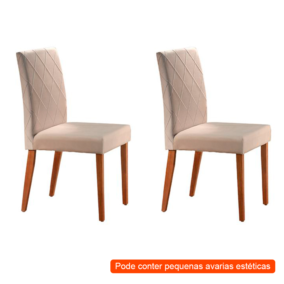 [OUTLET] Conjunto com 2 Cadeiras de Jantar Tália I Creme