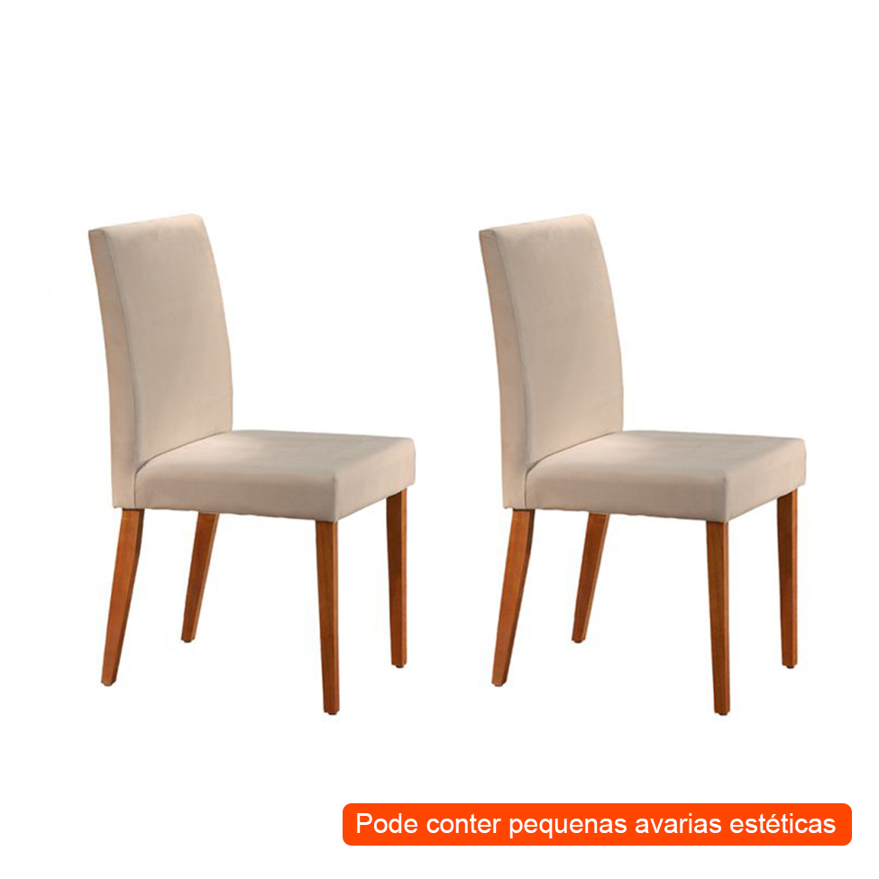 [OUTLET] Conjunto com 2 Cadeiras de Jantar Tália II Creme