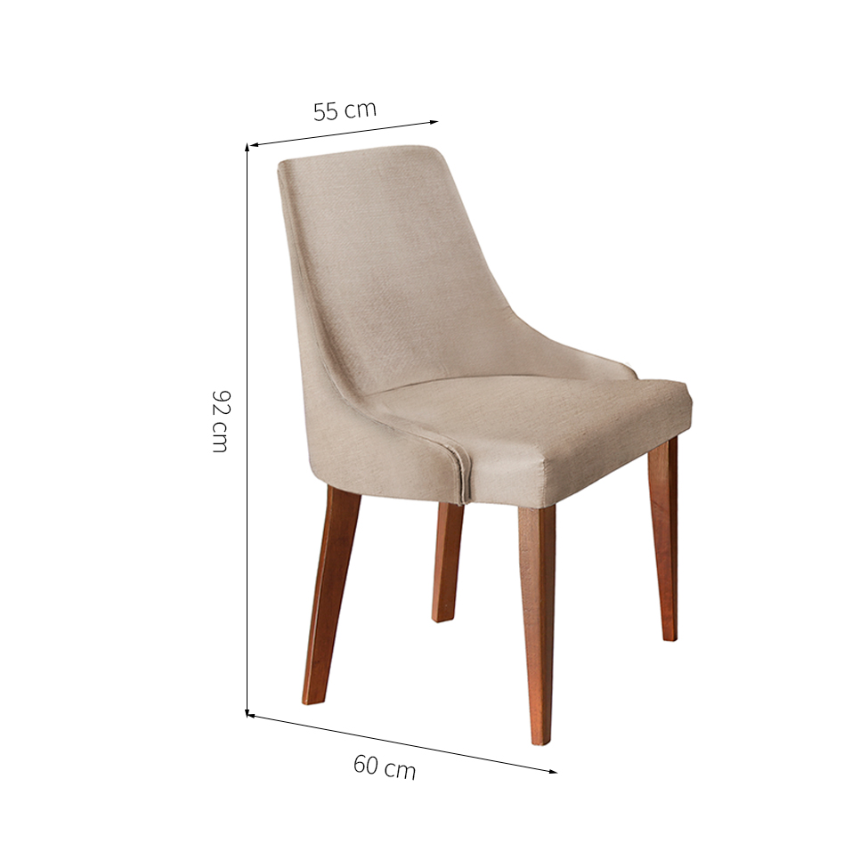 Conjunto com 2 Cadeiras de Jantar Esmeralda I Imbuia e Off White