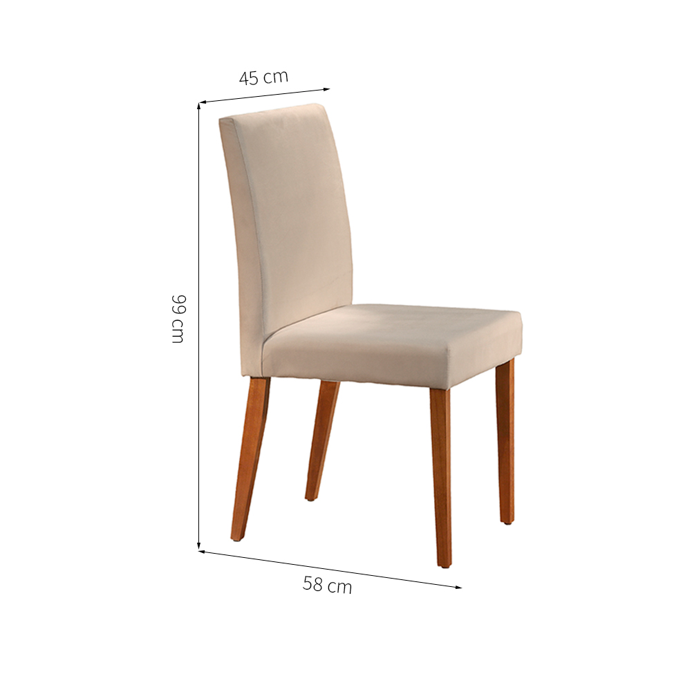 Conjunto com 2 Cadeiras de Jantar Tália II Creme