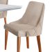 Conjunto de Mesa de Jantar Ane II com Tampo de Vidro Off White e 8 Cadeiras Estofadas Esmeralda Veludo Bege