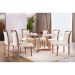 Conjunto de Mesa de Jantar com Tampo de Vidro e 6 Cadeiras Esparta Linho Off White e Imbuia