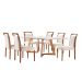 Conjunto de Mesa de Jantar com Tampo de Vidro e 6 Cadeiras Esparta Linho Off White e Imbuia