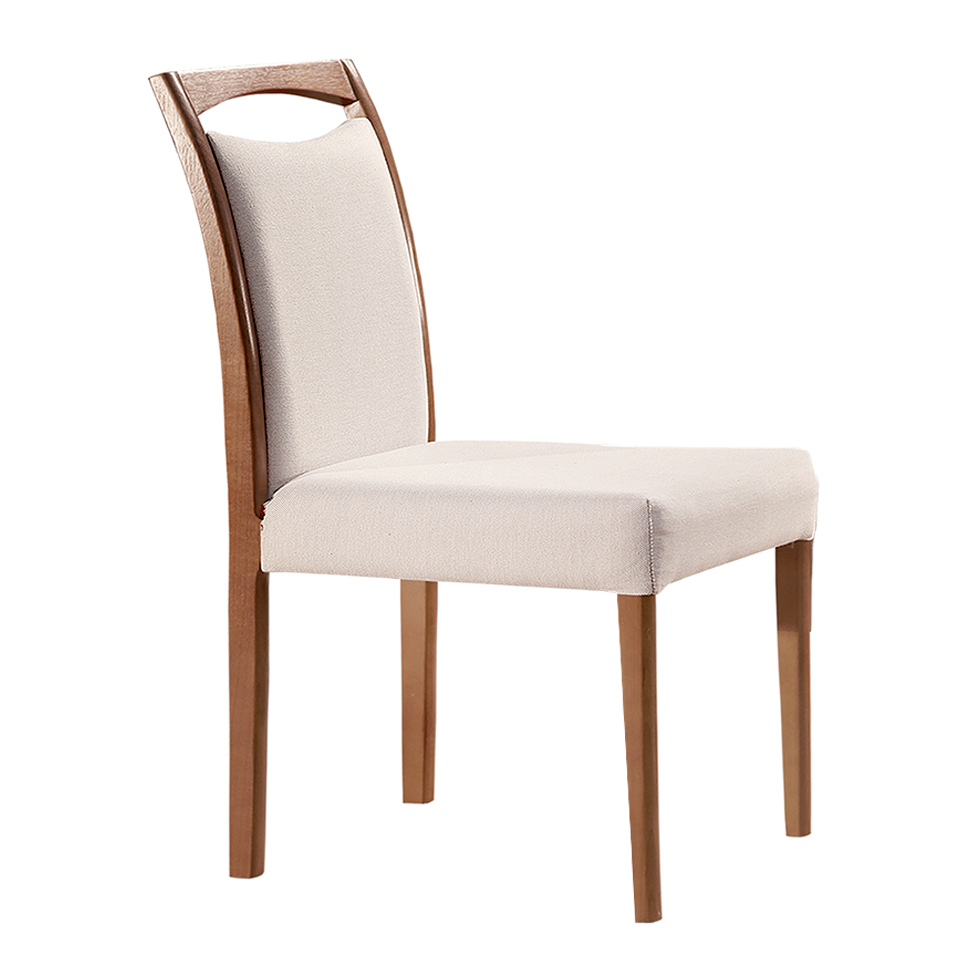 Conjunto de Mesa de Jantar com Tampo de Vidro e 6 Cadeiras Esparta Linho Off White e Imbuia
