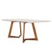 Conjunto de Mesa de Jantar com Tampo de Vidro e 6 Cadeiras Esparta Linho Off White e Imbuia