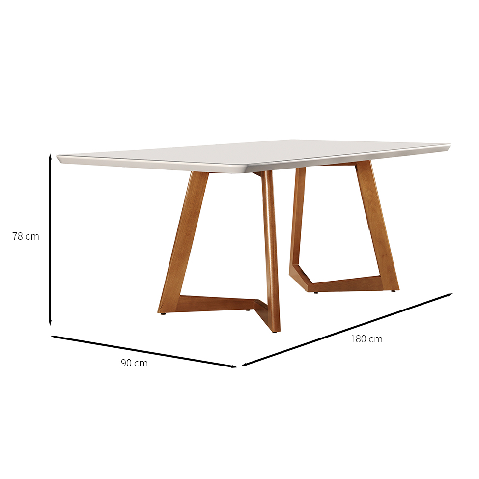 Conjunto de Mesa de Jantar com Tampo de Vidro e 6 Cadeiras Esparta Linho Off White e Imbuia