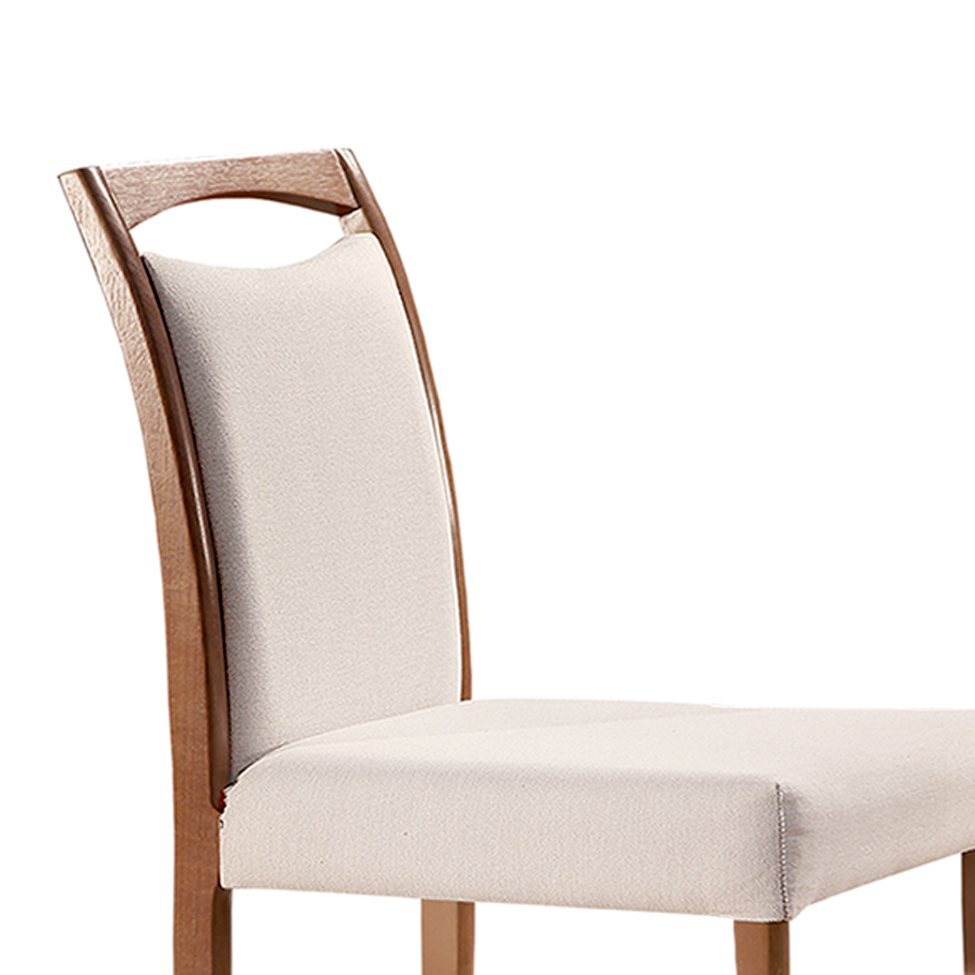 Conjunto de Mesa de Jantar com Tampo de Vidro e 6 Cadeiras Esparta Linho Off White e Imbuia