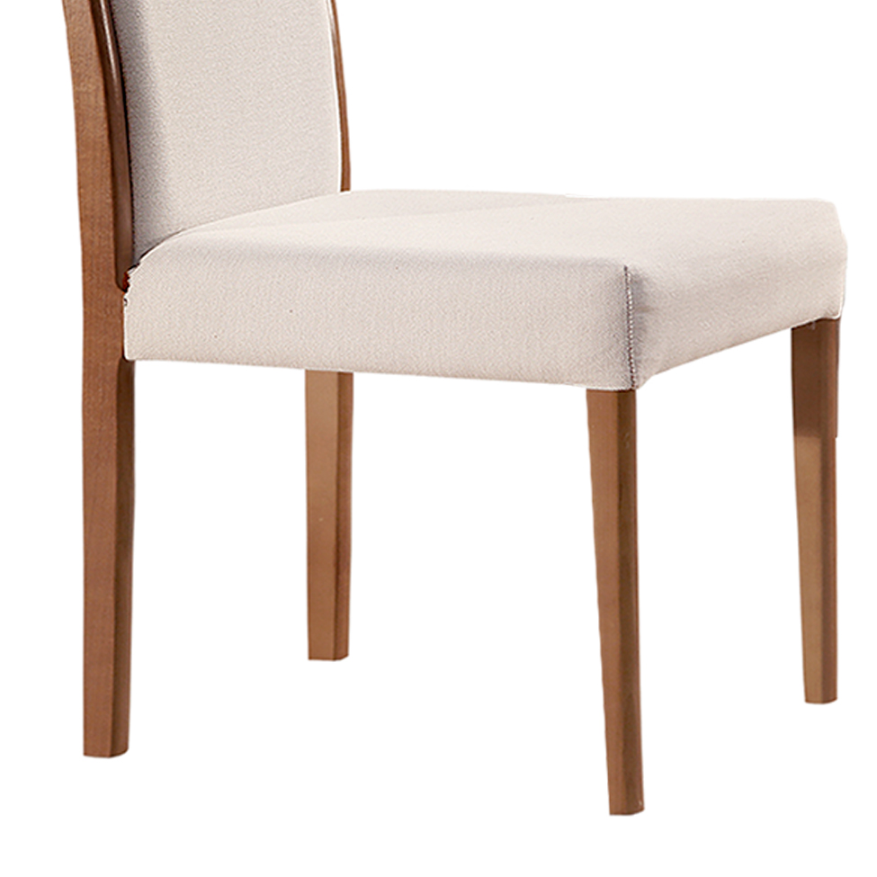 Conjunto de Mesa de Jantar com Tampo de Vidro e 6 Cadeiras Esparta Linho Off White e Imbuia