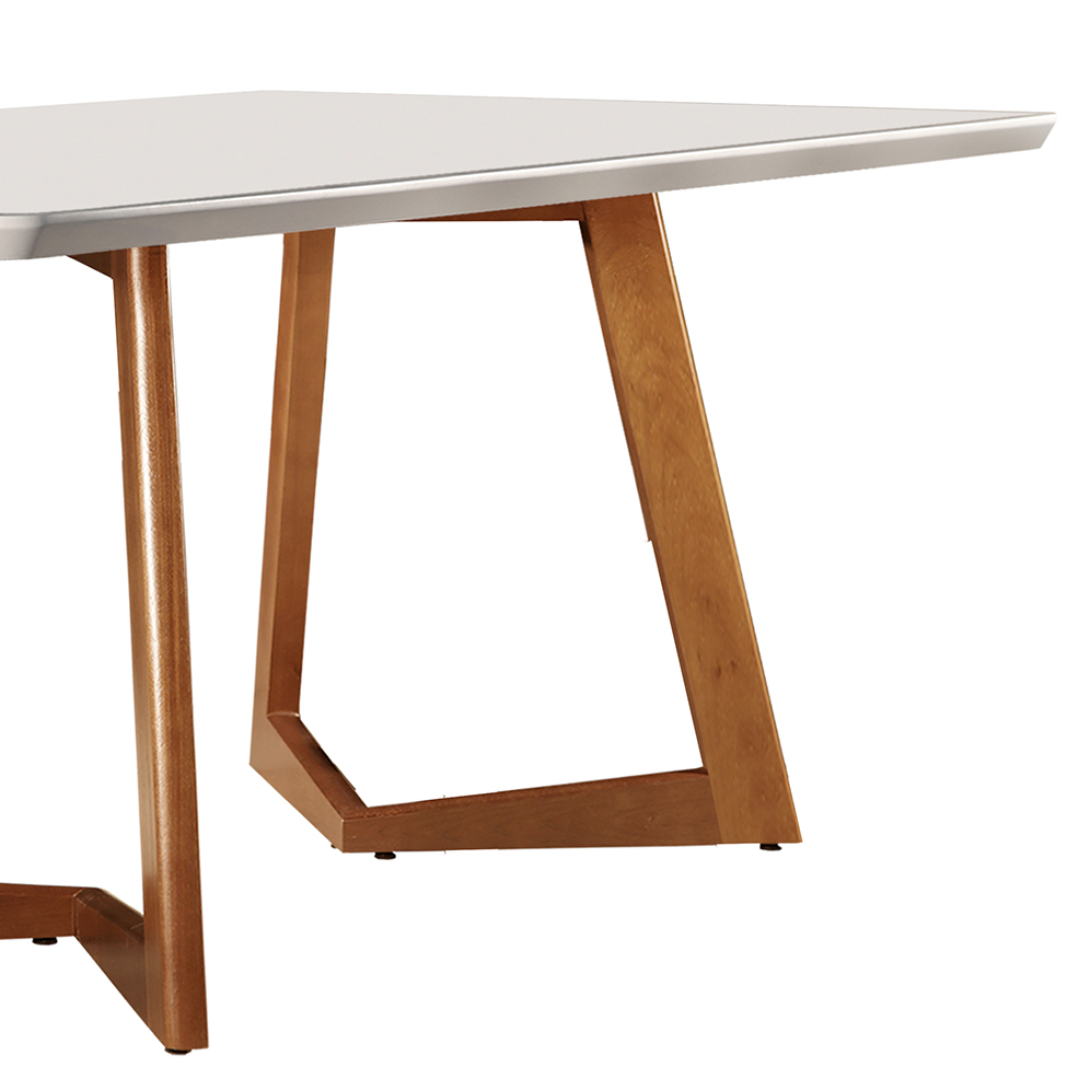 Conjunto de Mesa de Jantar com Tampo de Vidro e 6 Cadeiras Esparta Linho Off White e Imbuia