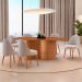 Mesa de Jantar Orgânica com Tampo Laminado e 6 Cadeiras Floripa Linho Bege e Imbuia Natural