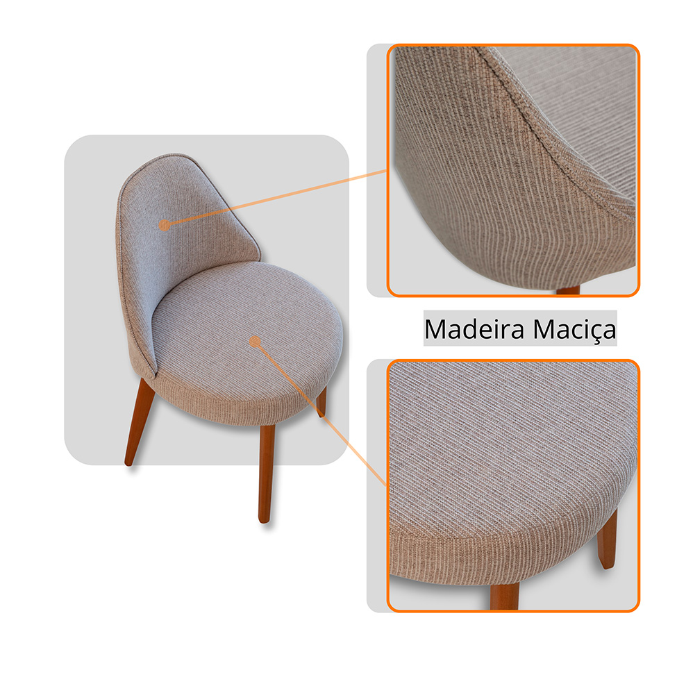 Mesa de Jantar Orgânica com Tampo Laminado e 6 Cadeiras Floripa Linho Bege e Imbuia Natural