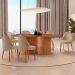 Mesa de Jantar Orgânica com Tampo Laminado e 6 Cadeiras Floripa Linho Âmbar e Imbuia Natural