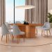Mesa de Jantar Orgânica com Tampo Laminado e 6 Cadeiras Floripa Linho Cinza Claro e Imbuia Natural