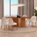 Mesa de Jantar Orgânica com Tampo Laminado e 6 Cadeiras Floripa Linho Off White e Imbuia Natural