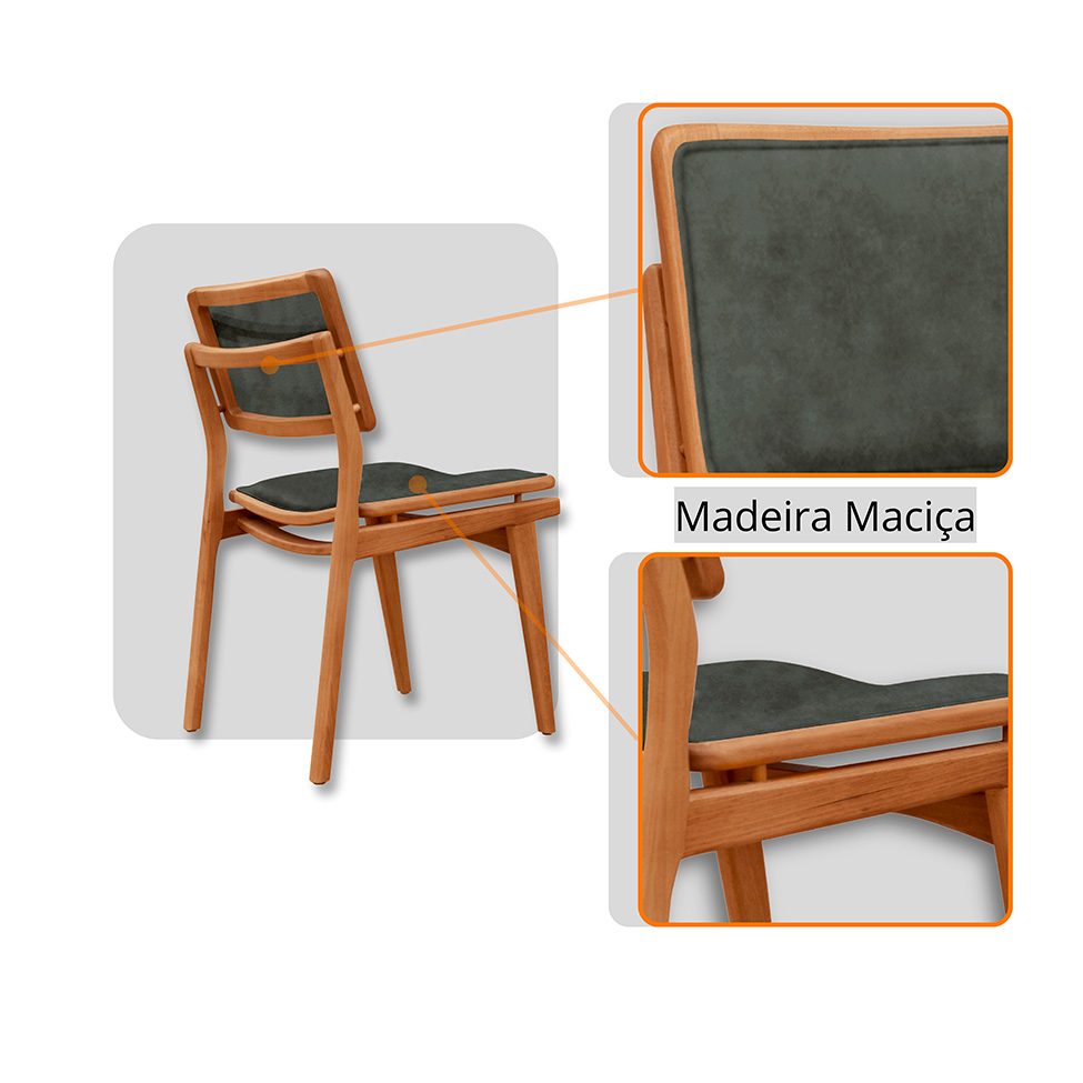 Mesa de Jantar Retangular Itália com Tampo Laminado e 8 Cadeiras Lea Corino Jade e Imbuia Natural