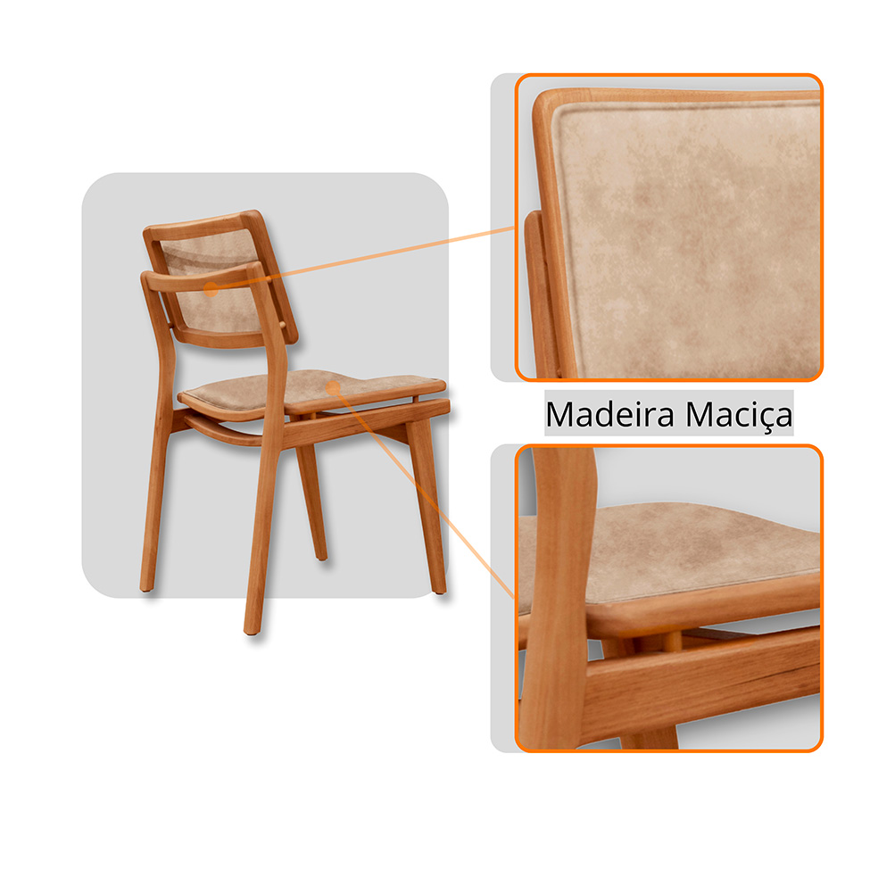 Mesa de Jantar Retangular Itália com Tampo Laminado e 8 Cadeiras Lea Corino Milano e Imbuia Natural