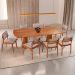 Mesa de Jantar Retangular Itália com Tampo Laminado e 8 Cadeiras Lea Linho Bege e Imbuia Natural