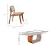 Mesa de Jantar Retangular Zeus com Tampo Vidro e 6 Cadeiras Lea Premium Corino Milano e Imbuia Natural