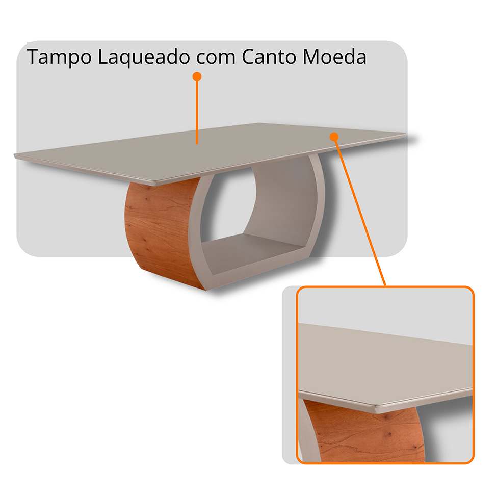 Mesa de Jantar Retangular Zeus com Tampo Vidro e 6 Cadeiras Lea Premium Corino Milano e Imbuia Natural